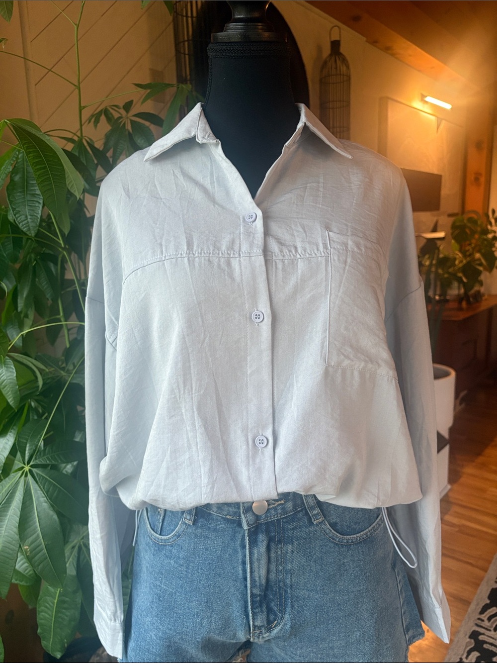 Light Blue Women's Button-Up Shirt